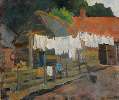 Fattoria con bucato steso, c.1898 da Piet Mondrian